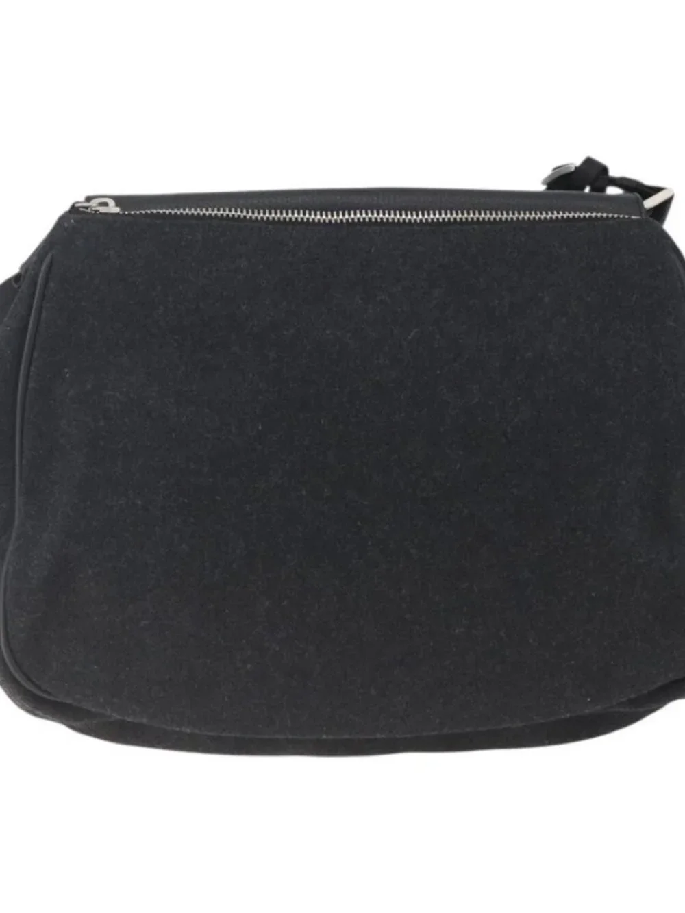 PRADA Shoulder Bag Wool Leather Black Silver